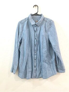 J. Jill Light Blue Button-Front Casual Shirt
